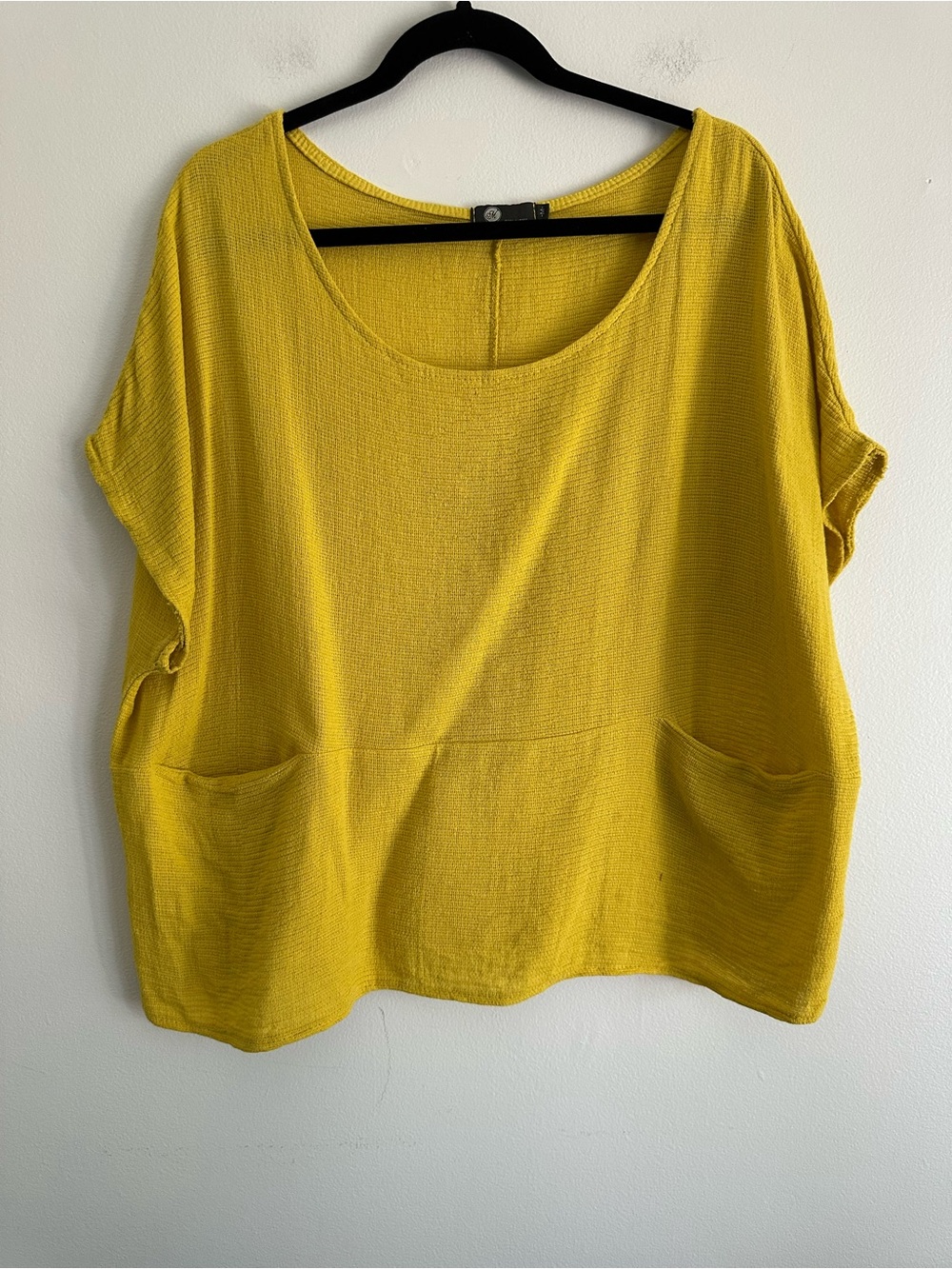 M Made in Italy 100% Cotton Relaxed Scoop Neck Tunic Top  - Yellow Size Medium